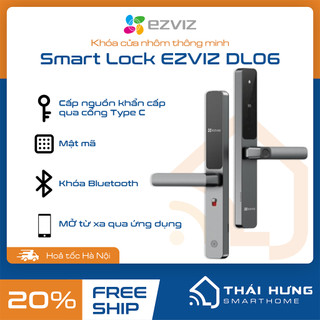  Khóa cửa nhôm thông minh Ezviz CS-DL06 kết nối Bluetooth Wifi mở bằng vân tay mật mã thẻ từ,... 