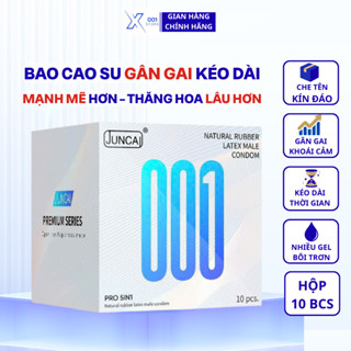 Bao cao su juncai pro 5in1 gai tổ ong cao cấp chống tuột ,bcs kéo dài thời gian quan hệ, Hộp 10 cái