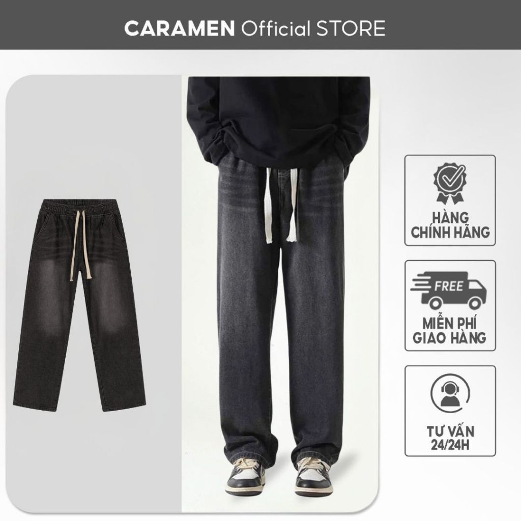 Quần Jean Nam Ống Suông CARAMEN Quần Baggy Lưng Thun Form Suông, Ống Rộng