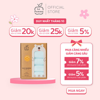 (K001) Set 5 Khăn sữa sợi tre lụa La Pomme (30x30)