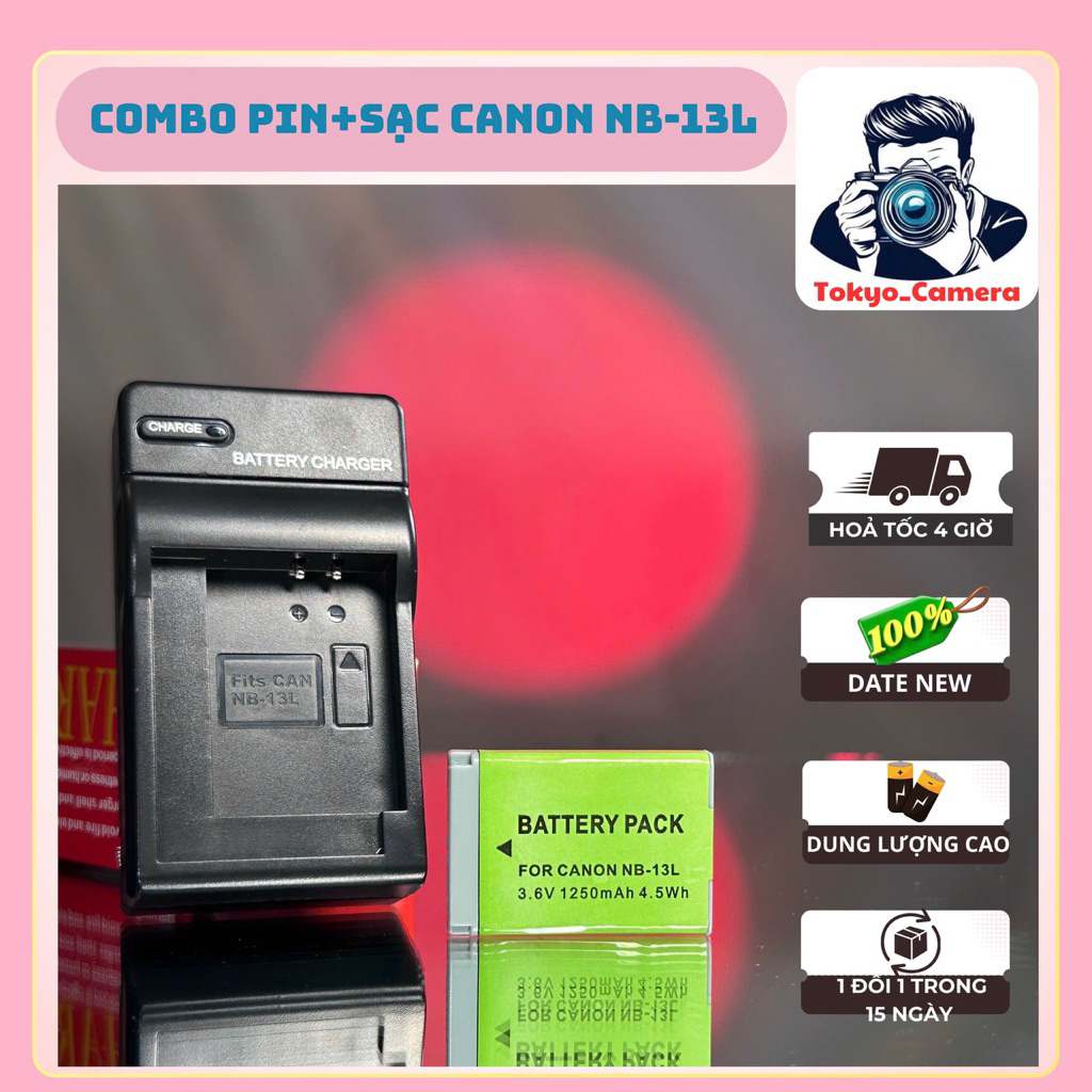 Bộ Sạc Pin Canon NB-13L ( Bộ Sạc Pin thay thế ) dùng cho PowerShot G5 X (và G5 X Mark II),PowerShot 