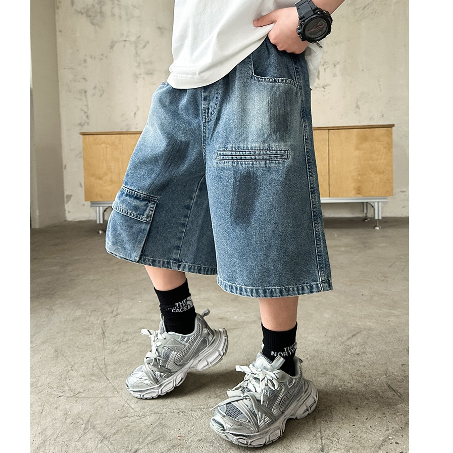 TJ8 quần short jean bé trai size đại size130-170 24-50kg quần bò quần đùi hiphop hot trend xu hướng 