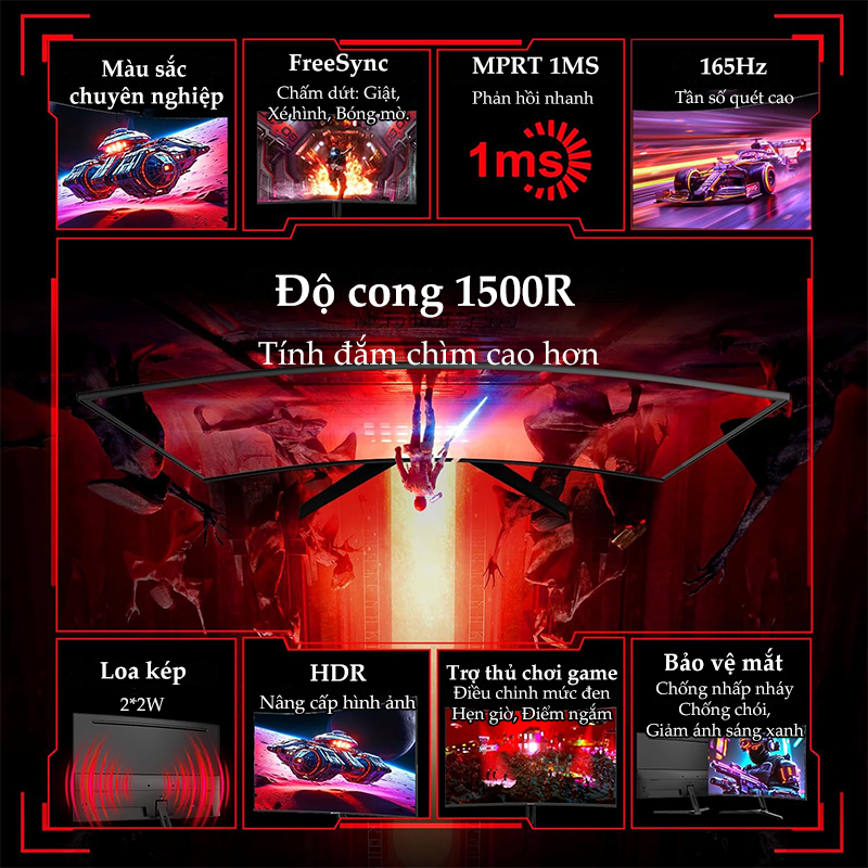 Màn Hình Gaming 27 Inch IPS 2k 185Hz 1ms | Hỗ Trợ FreeSync/G-Sync | 2K UHD | Bảo Hành 1 Năm | BigBuy360 - bigbuy360.vn