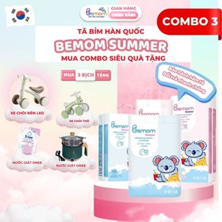 [CHÒI LED] COMBO 3 Bịch Tã/Bỉm Hàn Quốc DÁN Và QUẦN Bemom SUMMER Mỏng Mềm, Thoáng Khí Size NB-4XL Từ 3-30kg