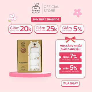 Set 5 Khăn sữa sợi tre lụa La Pomme (30x30cm) - Trắng (Ngôi làng)