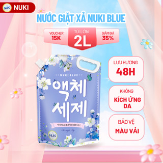 Nước Giặt Hàn Quốc Chính Hãng Thương HiệuNuki Blue 2kg Hương Thơm Dịu Nhẹ,Mềm Vải Không Gây Kích Ứng