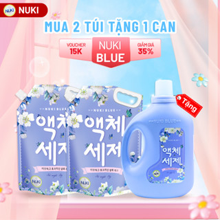 Combo 2 Túi 1 Can Nước Giặt Xả Hương Thảo Mộc Nuki Blue 6kg Lưu Hương Đậm Sâu