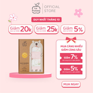 K001 Set 5 Khăn sữa sợi tre lụa La Pomme phối màu (30x30cm) - Yêu con trọn 4 mùa