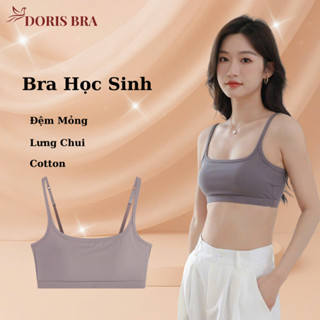 Áo lót nữ DORIS, bra học sinh BR2323, áo cotton đệm mỏng nhẹ mềm mịn mút liền hở lưng sâu