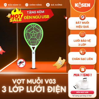 [CHÍNH HÃNG] Vợt Muỗi V03, Kèm Đèn Led Bắt Muỗi, Diệt Muỗi Hiệu Quả, An Toàn, Tiện Lợi, Đa Năng, 1 đổi 1