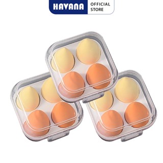 Bộ 4 Mút Trang Điểm Kèm Hộp Đựng Mút Xốp Trang Điểm - Trang Điểm Nền Ướt Mút Trang Điểm Hình Oval