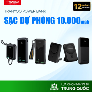 Pin Sạc Dự Phòng TRANYOO 10000mAh Sạc Nhanh PD 20W Sạc Không Dây Từ Tính Tích Hợp Giá Đỡ