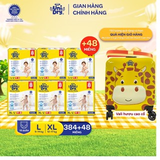 [Siêu khô thoáng] Combo 6 Tã quần UniDry Siêu khô thoáng gói Super Jumbo mới size M76/L68/XL60/XXL54 + 8 miếng