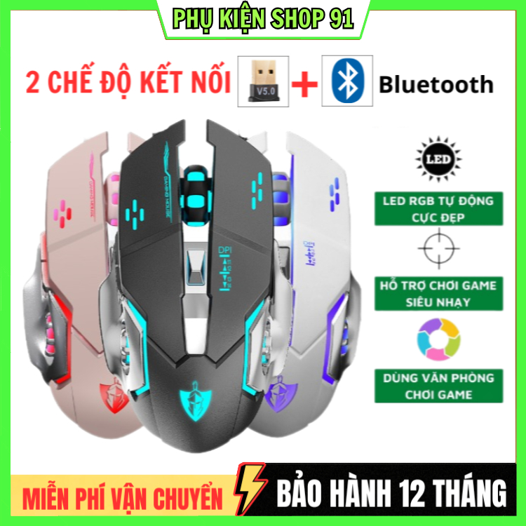 Chuột Gaming Không Dây T28 / A2 / M100 Dành Cho Game Thủ Chống Ồn Có Đèn LED Chơi Game Cực Đã