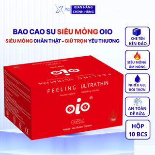  Bao cao su OiO siêu mỏng truyền nhiệt nóng ấm bcs nhiều gel bôi trơn hương vani Hộp 10 bcs 0.01xstore 