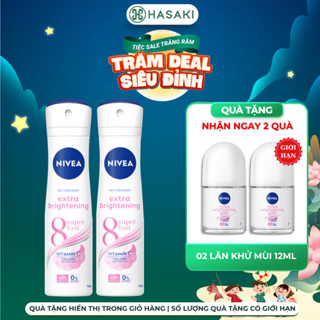 Combo 2 Xịt Khử Mùi Nivea Cho Nữ Sáng Da, Mờ Vết Thâm 150ml Hasaki Chính Hãng