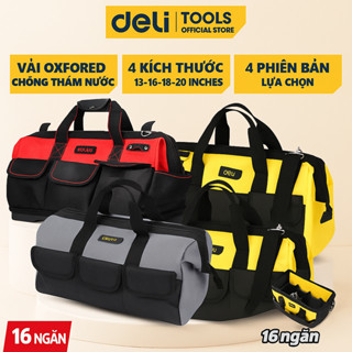 Túi Đựng Đồ Nghề Nhiều Ngăn DELI Đế Tay Nhựa Dụng Cụ Sửa Chữa - Có Quai Đeo Vải Dày Chống Nước