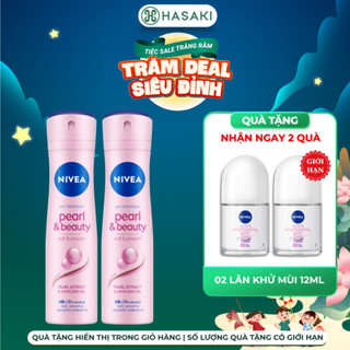 Combo 2 Xịt Khử Mùi Nivea Ngọc Trai Dưỡng Da Sáng Mịn 150ml Hasaki Chính Hãng