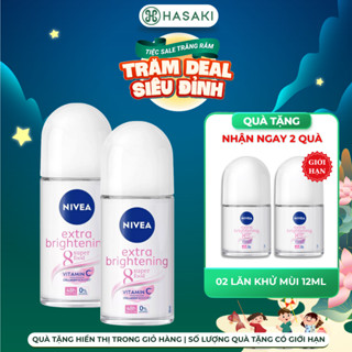Combo 2 Lăn Khử Mùi Nivea Extra Brightening Sáng Mịn Tối Ưu 50ml Extra Brightening Hasaki Chính Hãng