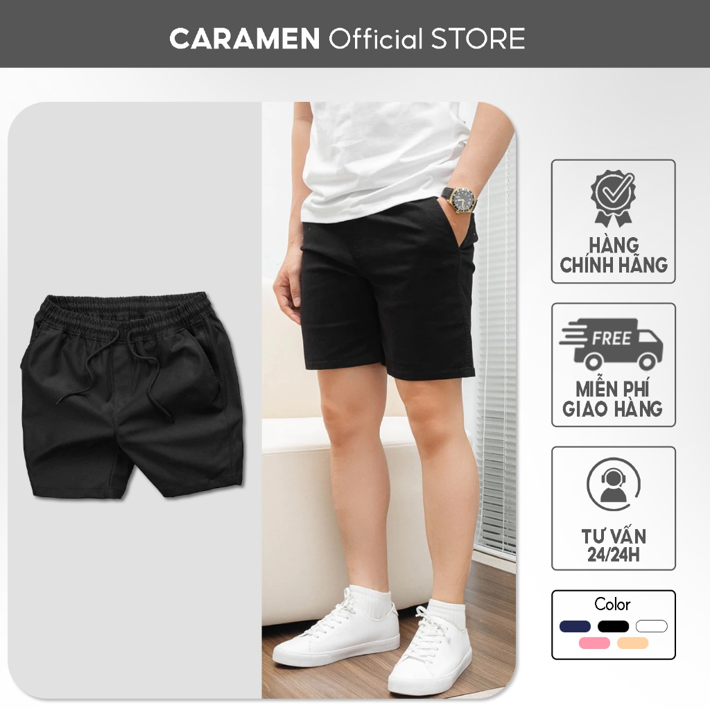 Quần Short Nam Kaki CARAMEN Quần Đùi Nam Form Trên Gối Co Giãn Lưng Thun Thoải Mái