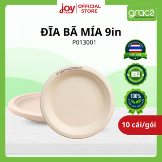  10 Đĩa bã mía Gracz 9 in hàng nhập khẩu Thái Lan cao cấp cứng cáp hơn đĩa giấy P013001 