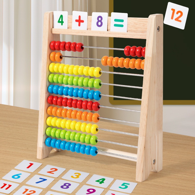 Bàn Tính Gỗ Học Toán Thanh Inox Thông Minh Cho Bé – Đồ Chơi Giáo Dục Montessori Rèn Luyện Số Học Và Màu Sắc