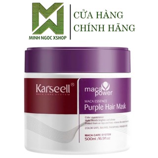  Mặt nạ ủ tóc tím loại bỏ tông màu vàng cho tóc tẩy thời trang Karseell Purple Mask 500ML 