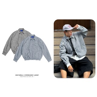 Áo Khoác Form Boxy NOCTURNAL Striped Boxy Jacket Khaki Jeans  Nam Nữ Unisex Localbrand