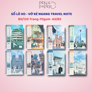 Vở Và Sổ Lò Xo Kẻ Ngang CLASSMATE B5 80/120 Trang Giấy 70gsm Bìa Cán Vân Chống Nước BST TRAVEL NOTE Du Lịch