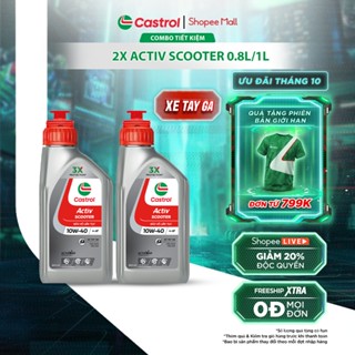 COMBO 2 Dầu nhớt xe tay ga Castrol ACTIV SCOOTER 10W-40 4-AT (0.8L/1L)