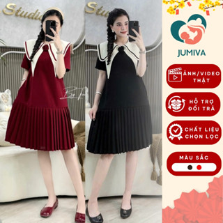 Váy Bầu Babydoll Mùa Hè Màu Đỏ Thiết Kế Dáng Tiểu Thư Sang Chảnh mặc đi tiệc công sở siêu xinh 2025