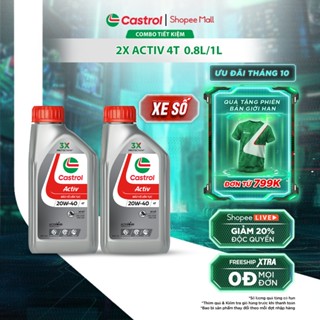 COMBO 2 Dầu nhớt xe số Castrol ACTIV 4T 20W-40 (0.8L/1L)