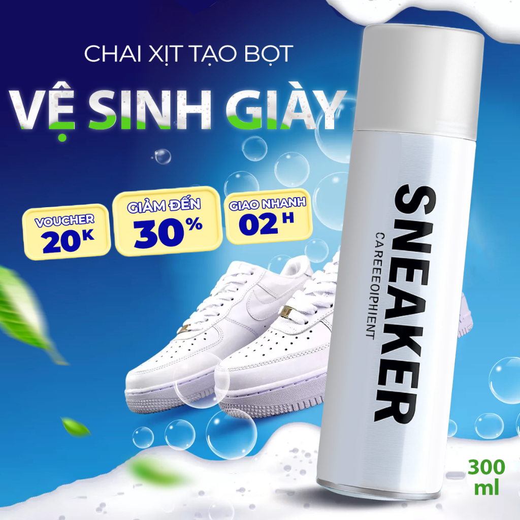 Combo 3 Chai Xịt Bọt Vệ Sinh Giày Sneaker – Làm Sạch Không Cần Nước – Khử Mùi – Dùng Cho Giày Vải, Da, Thể Thao