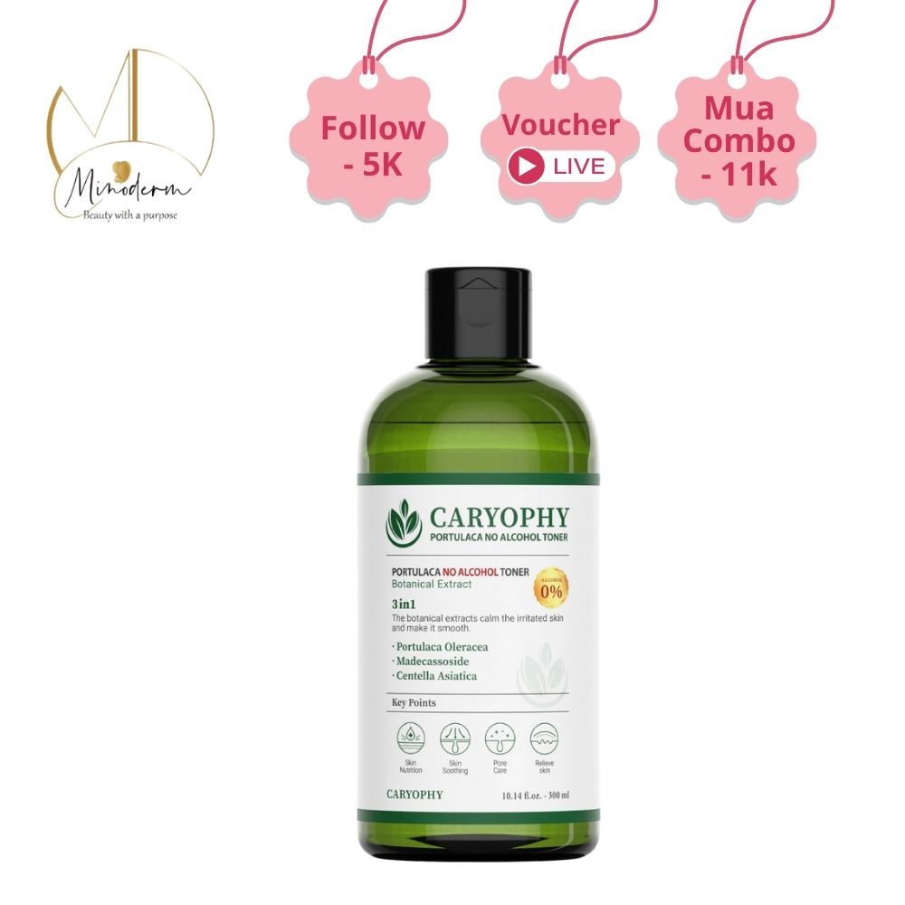Nước Hoa Hồng Caryophy Portulaca Toner Không Cồn Dành Cho Da Mụn Giúp Cân Bằng Và Làm Dịu Da 300ml