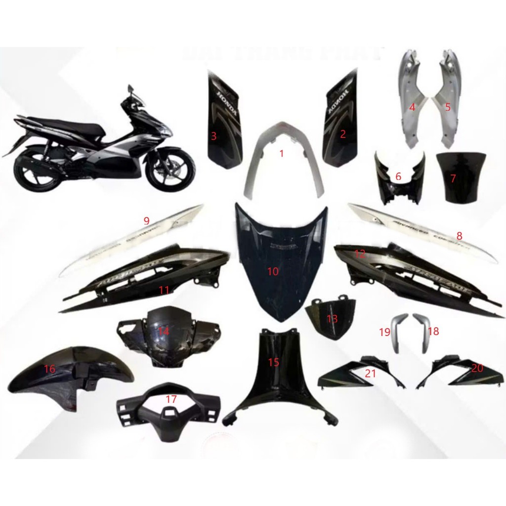 dàn áo ab air blade fi 110 việt nam 2009 2010 ĐEN BẠC ( bán lẻ từng món )