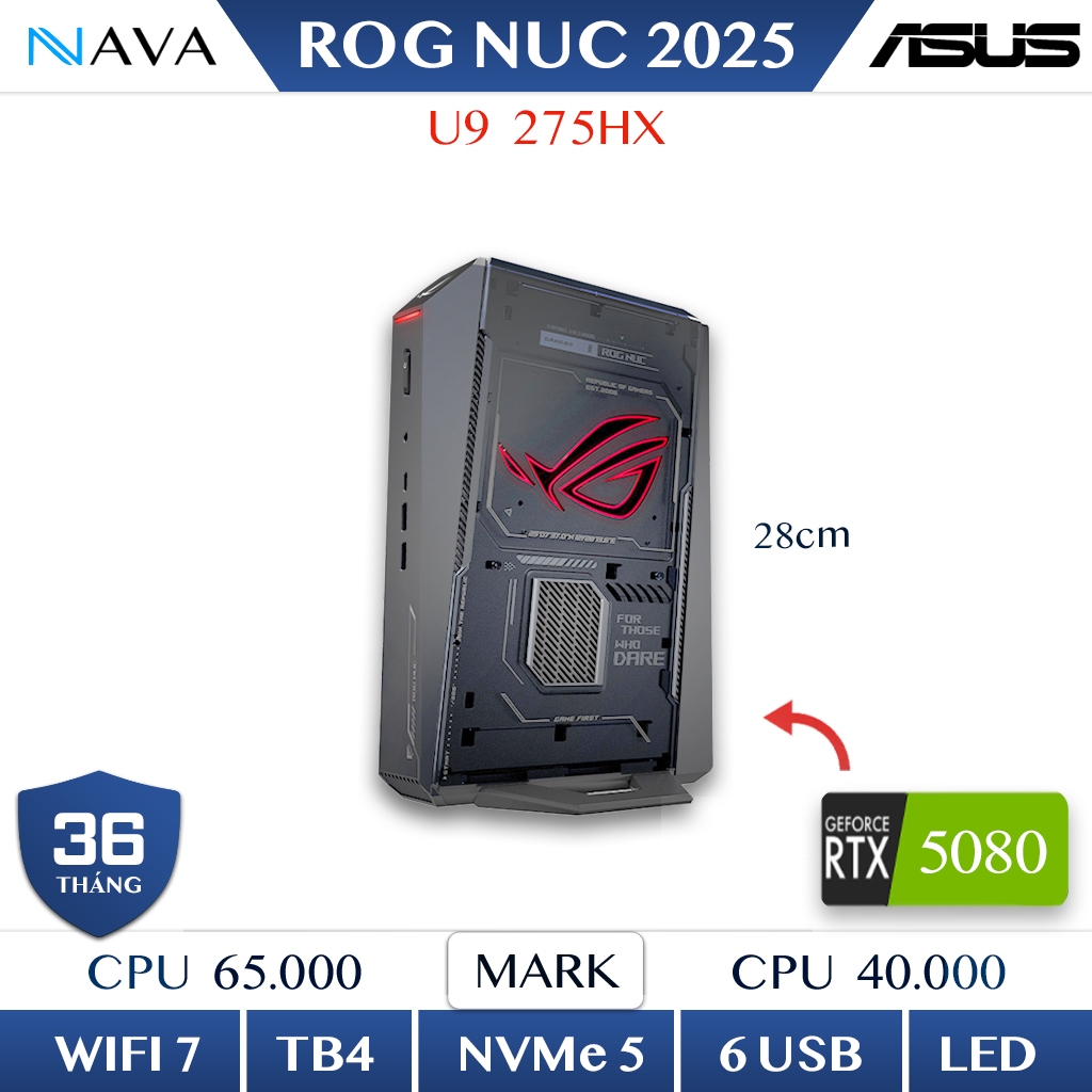 Mini PC ASUS ROG NUC (2025) Mini PC ,Core Ultra 9 275HX , RTX 5080, RAM DDR5 6400
