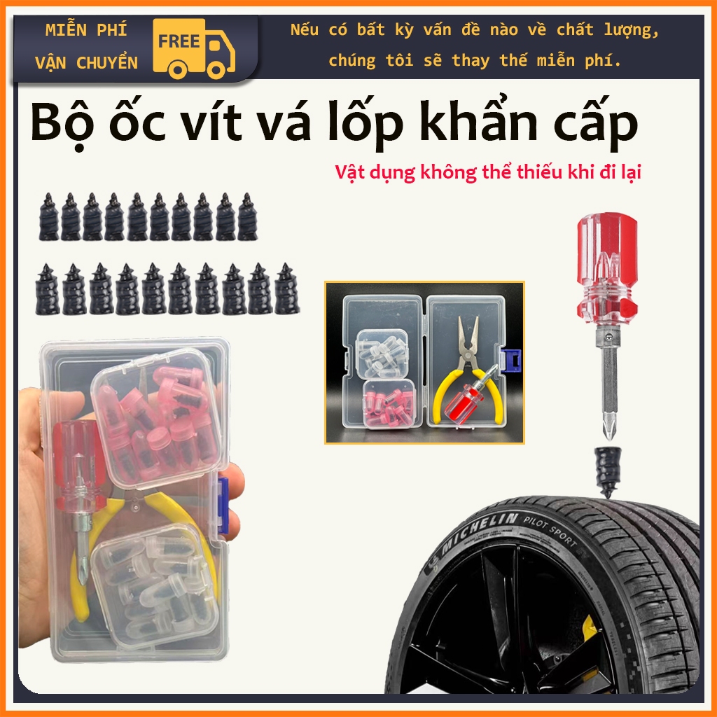 Bộ ốc vít vá lốp khẩn cấp，Không cần tháo lốp, sửa chữa nhanh chóng, có thể sử dụng cho xe hơi / xe máy lốp chân không