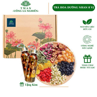 Trà hoa 8 vị dưỡng nhan (Hộp 30 Gói Tặng Kèm Túi Lọc Hoặc Chai T.Tinh) Đẹp da, Đẹp dáng, Thanh Lọc