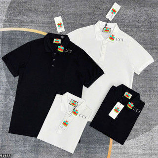  Áo polo nam nữ cổ bẻ PB cotton gai cá sấu thân trơn phối in chữ nhũ kim tuyến cổ basic boy phố 