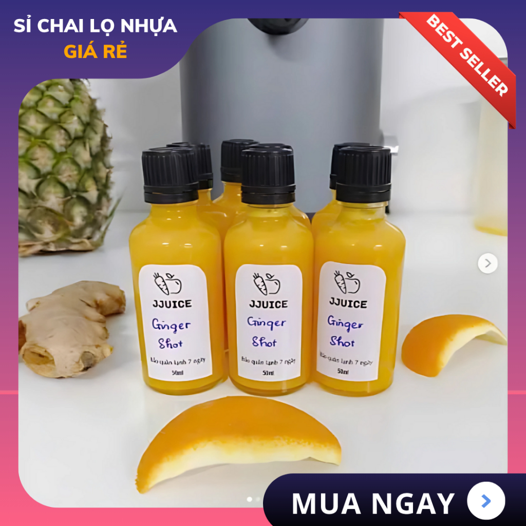 Chai Thủy Tinh GINGER SHOTS Trong Suốt Nắp Vặn ĐEN 5ml – 100ml Lọ Chiết GINGER SHOTS, Serum