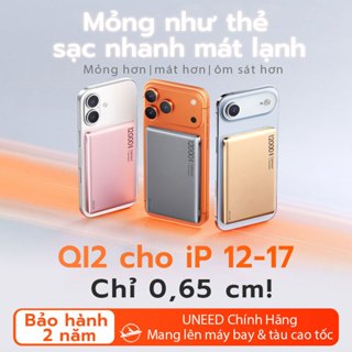 UNEED Cục Sạc Dự Phòng Mini 12000/6000mAh Hút Từ Mạnh – Sạc Không Dây Phone, Siêu Mỏng 0.65cm, 20W