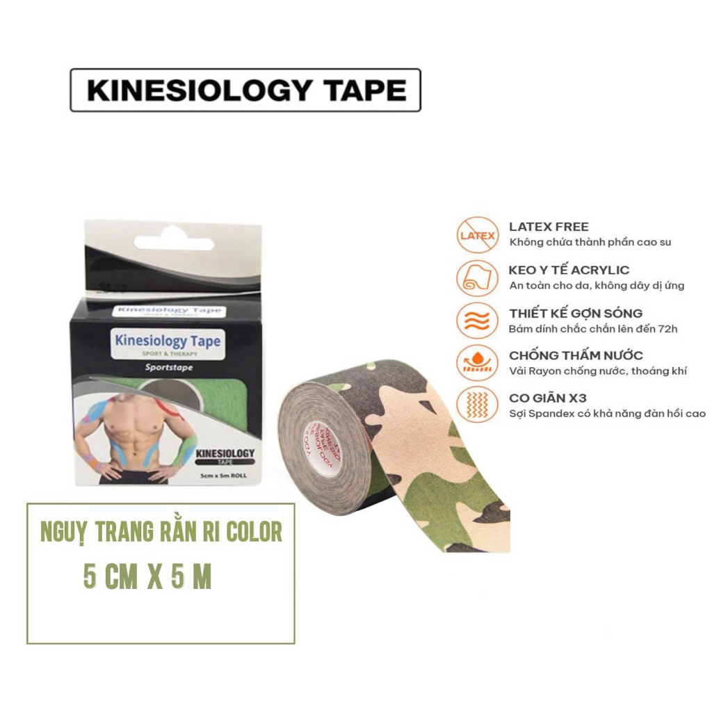 KINESIOLOGY Băng Keo Dán Cơ Thể Thao Nhiều Màu Kinesiology Sports Tape 5cm x 5m