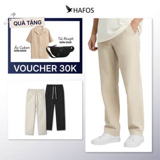 Quần Kaki Straight HAFOS ống suông, quần dài kaki nam Form rộng cạp chun thoái mái, chất liệu cotton co giãn tốt