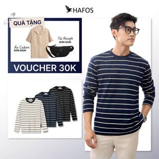 Áo thun nam tay dài STRIPED HAFOS EZ COLLECTION, áo thun dài tay kẻ sọc ngang chất liệu thoáng mát, áo phông tay dài nam