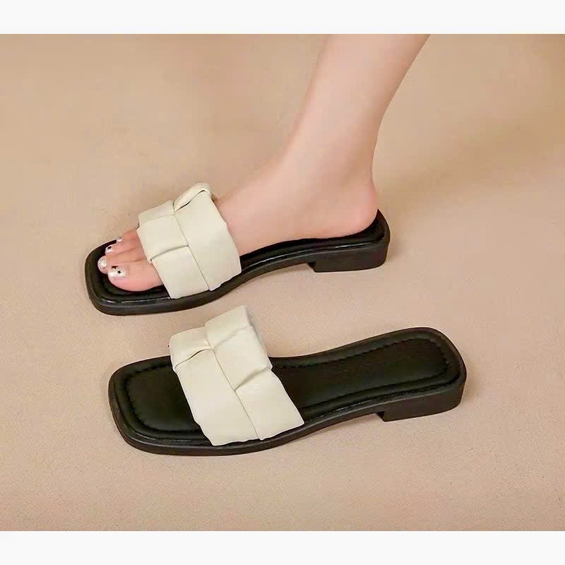 Dép nữ cao cấp đế vuông quai ngang mút êm chân