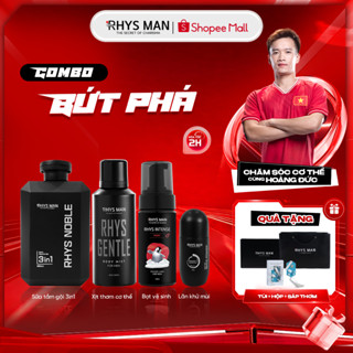 Combo Bứt Phá - Sữa tắm gội nam 3in1 Rhys Noble 350ml & Body mist 120ml & Lăn khử mùi 50ml & Bọt vệ sinh Rhys Man