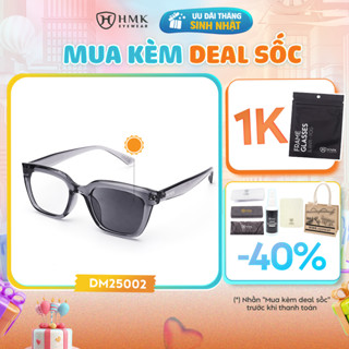 Kính Đổi Màu Dưới Nắng HMK Eyewear Kính Vuông Chống Tia UV 0 Độ Thời Trang Nam Nữ - DM25002