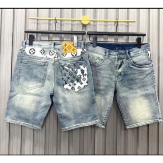 Quần short Jean Nam Cao Cấp Rách Gối Bạ Đỏ Caro Chất Jean Co Dãn Dày Dặn.