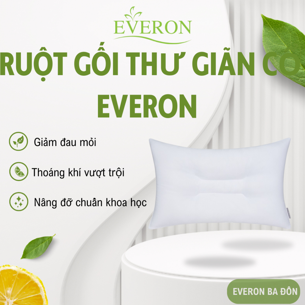 Ruột Gối Thư Giãn Cổ Everon Micrelax – Gối Nâng Đỡ Cổ Vai Êm Ái, Bông Micro Cao Cấp Mềm Mịn, Gối Ngủ