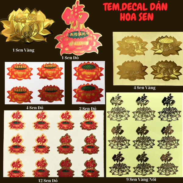 Miếng dán,Tem decal Hoa Sen Phật [nhiều mâũ ]